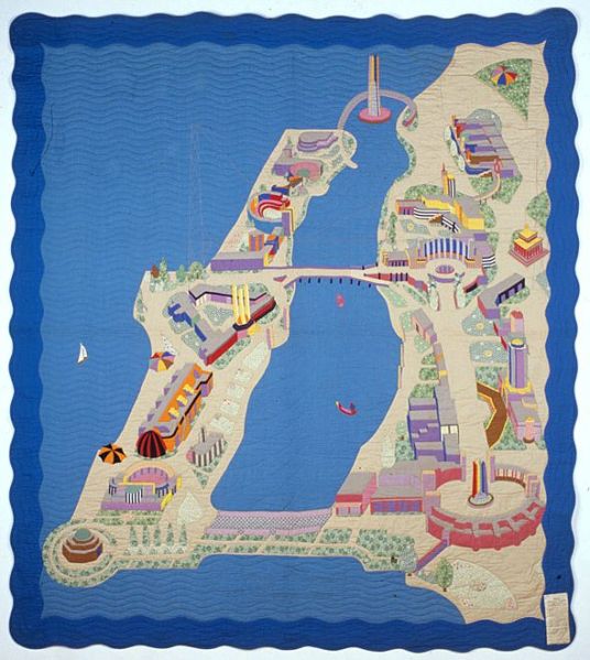 1933 map quilt Birds Eye View of the Chicago World's Fair