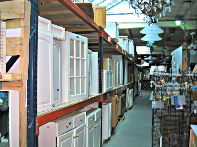 You want cabinets? We got cabinets! You want lighting fixtures! You can't find a place to rest your eyes without seeing a dozen of them.